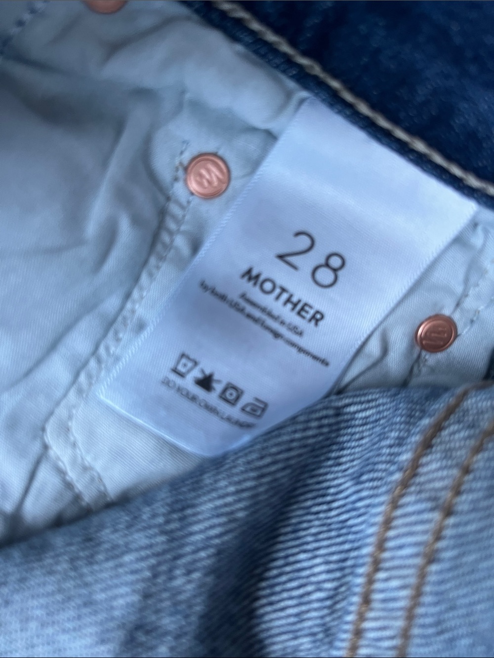 MOTHER THE HALF PIPE ANKLE CUFF FRAY DARK WASH WOMENS 28 - Picture 5 of 14